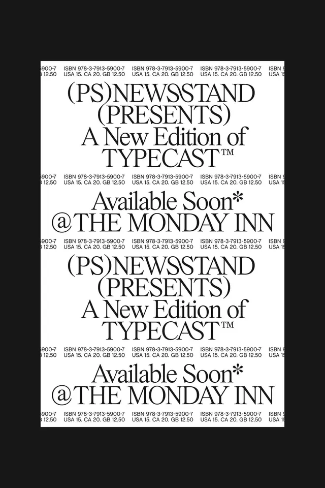Post-Studio newsstand poster announcing new typeface publication, editorial, minimal, monochrome