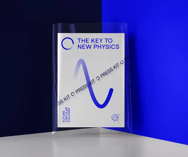 Future Circular Collider science press kit, technical, minimal, high-contrast