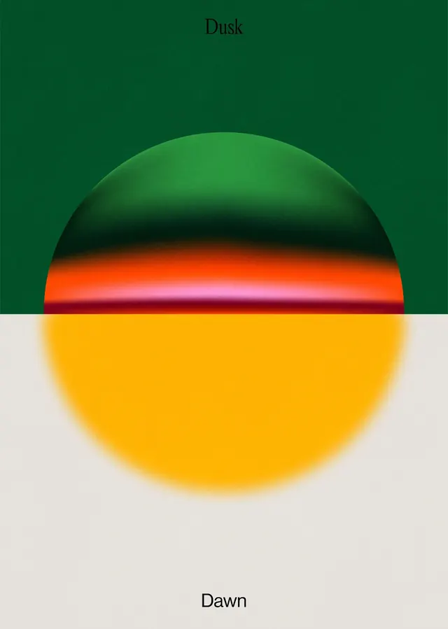 Dusk and Dawn sunset gradient poster, minimal, gradient-heavy, gradient