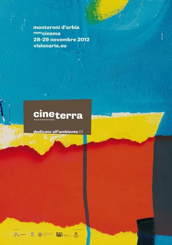 Cineterra exhibition poster, editorial, geometric, vibrant
