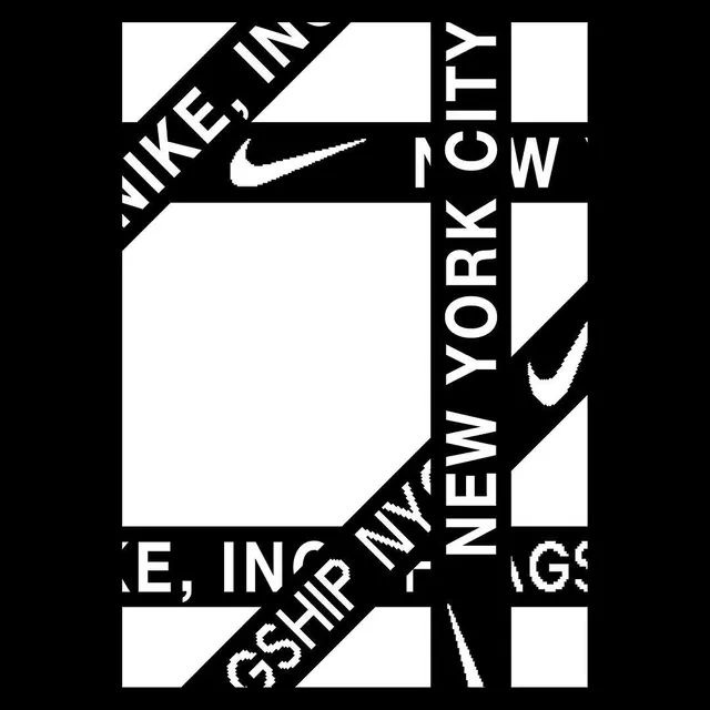 Nike geometric poster layout, dark-mode, geometric, monochrome