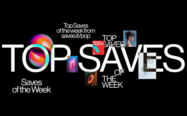 Top Saves of the Week promotional layout, gradient-heavy, playful, vibrant