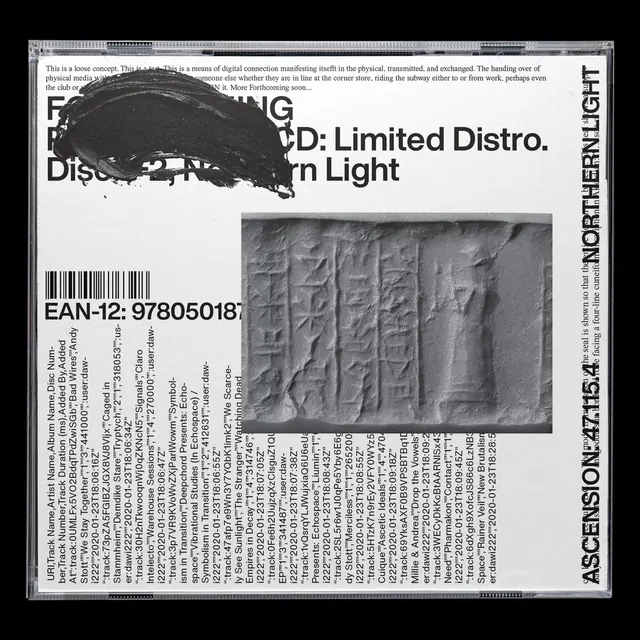 Limited distro album cover with experimental typography, brutalist, editorial, light