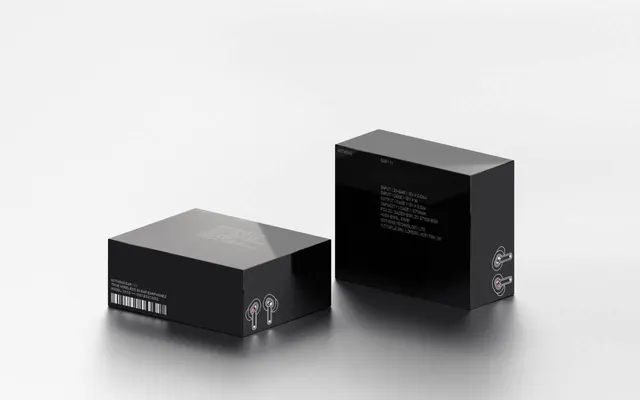 Minimal product packaging with white space, minimal, corporate-clean, dark