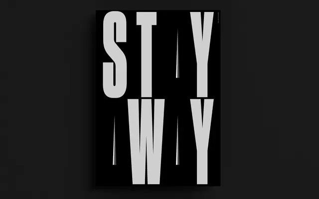 STAY WHY text composition, editorial, dark-mode, dark