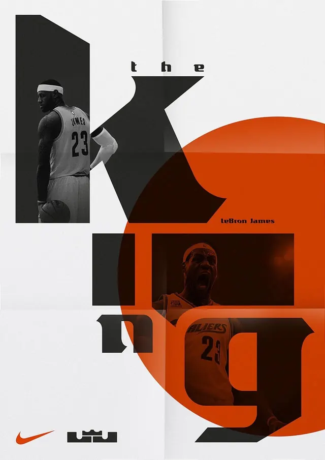 LeBron James Nike sports poster, geometric, bold, light