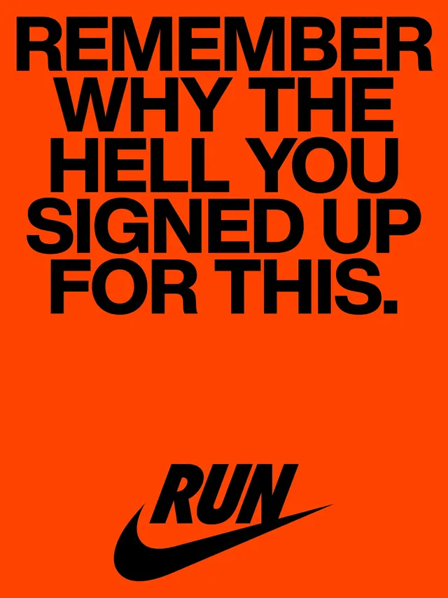 Nike Run motivational poster, minimal, sans-serif, vibrant