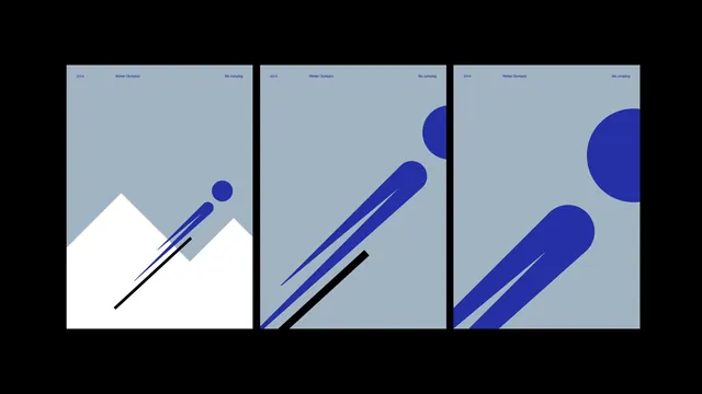 Olympic-themed geometric composition with blue shapes, geometric, minimal, light
