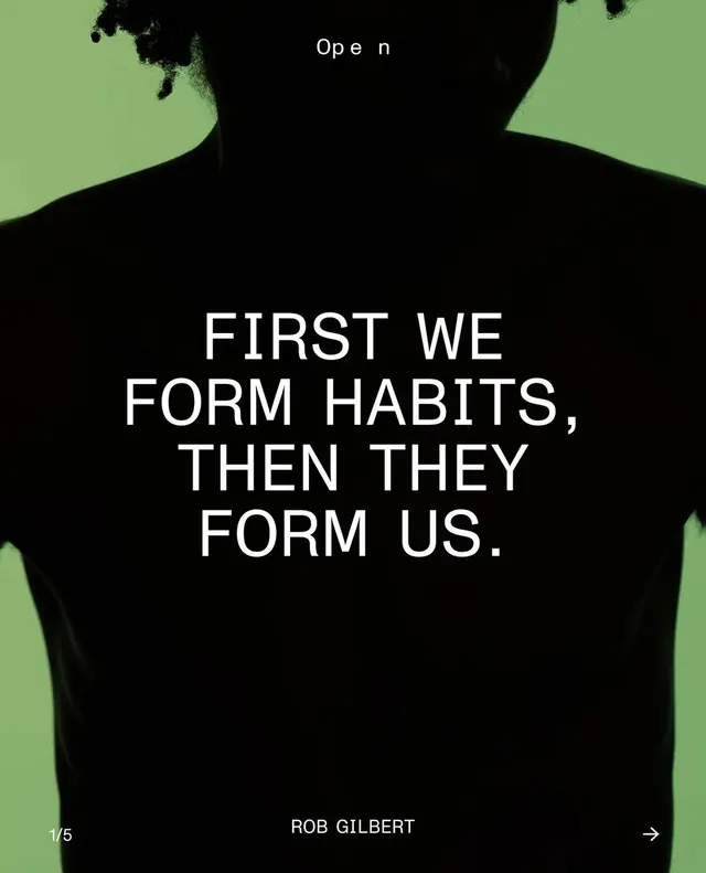 Inspirational quote slide design with green accent, minimal, editorial, dark