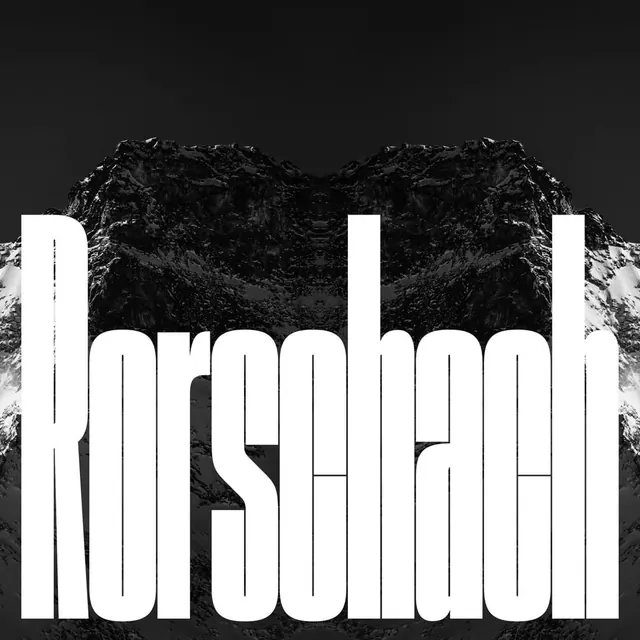 Rorschach bold typography poster, bold, high-contrast, dark