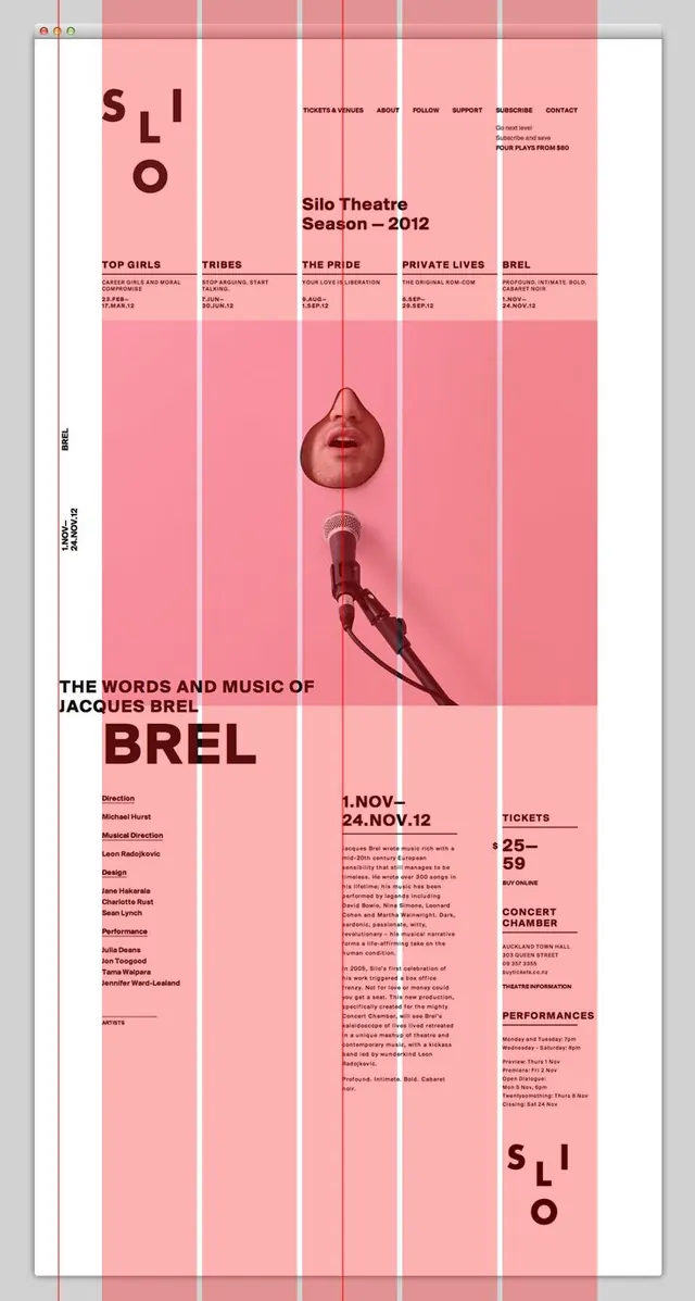 Silo Theatre Season 2012 poster design, editorial, swiss, pastel