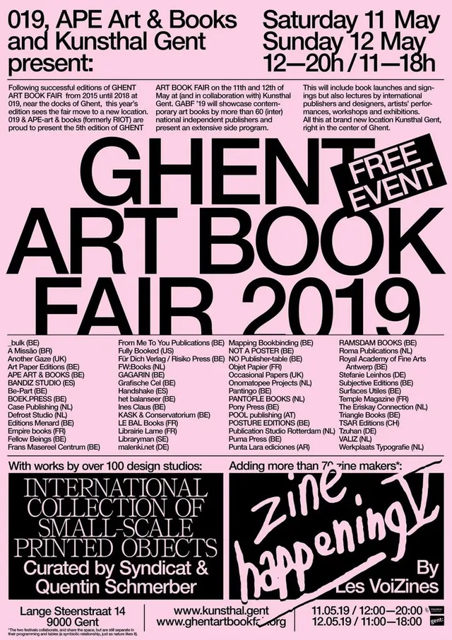 Ghent Art Book Fair 2019 event poster, editorial, brutalist, vibrant