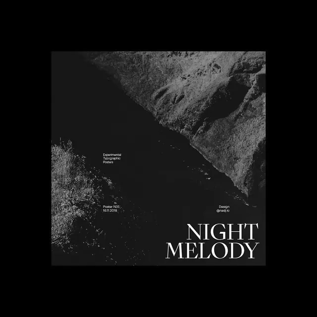 Night Melody editorial poster, editorial, monochrome, dark