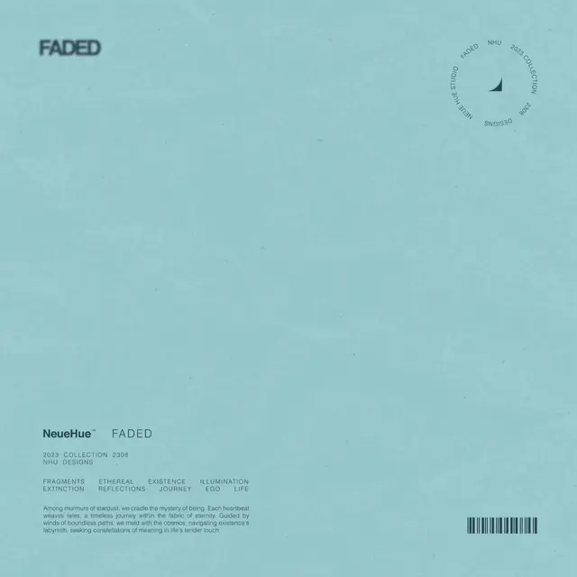 NeueHue collection launch poster, minimal, swiss, cool