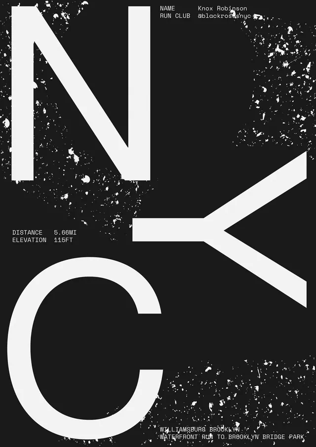 Nike Run Club vertical poster, minimal, swiss, dark