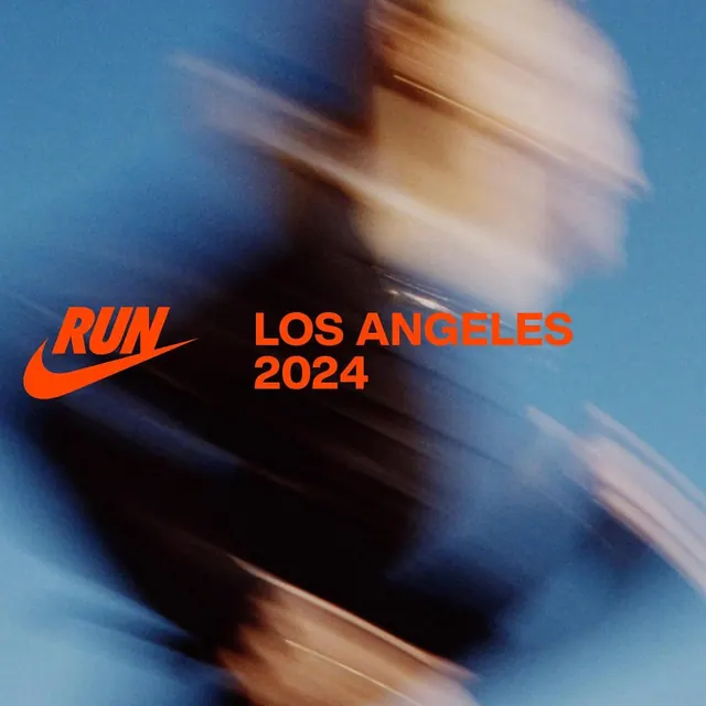 Nike Run Los Angeles 2024 campaign, gradient-heavy, dark-mode, vibrant