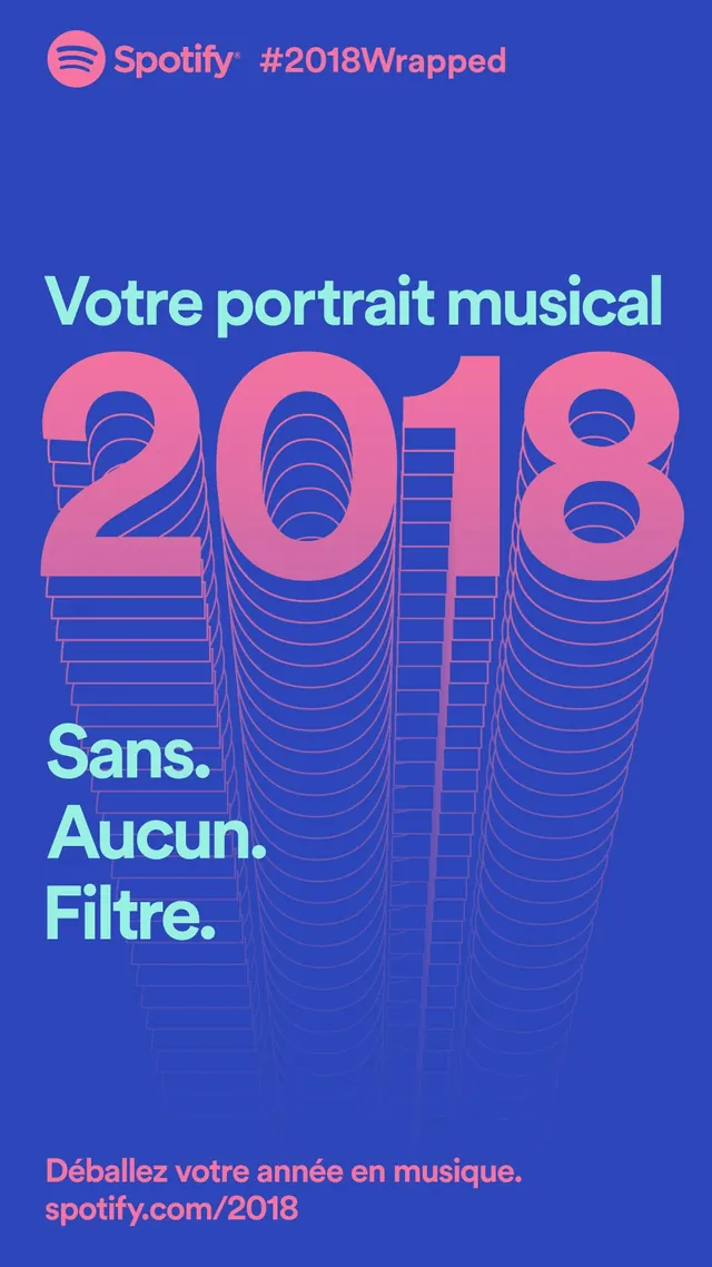 Spotify 2018 Wrapped poster, gradient-heavy, bold, vibrant
