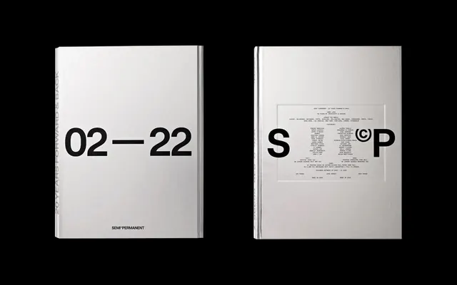 Semi Permanent book publication with bold typography, minimal, swiss, dark
