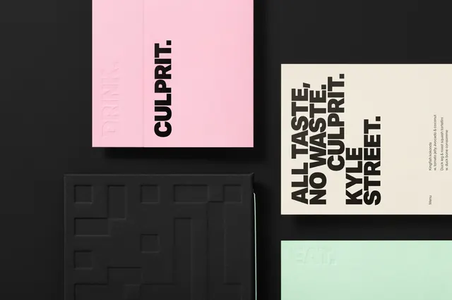 Culprit brand collateral, editorial, swiss, light