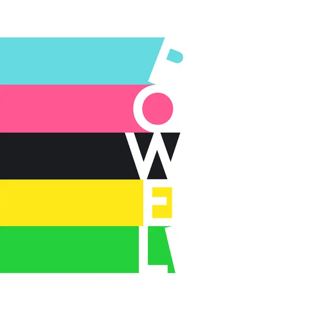 Powell Sport album cover—geometric color blocking, geometric, playful, vibrant