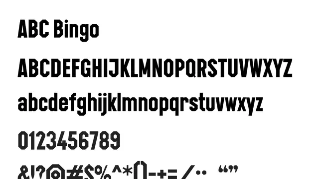 ABC Bingo, bold, strong