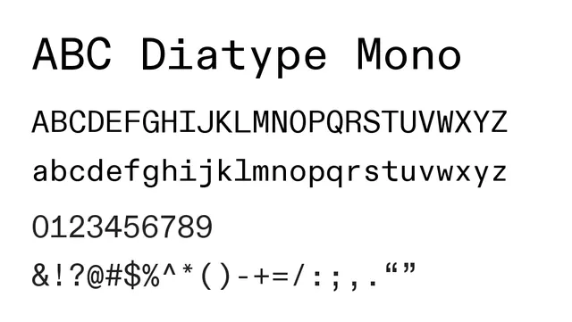 ABC Diatype Mono, modern, technical