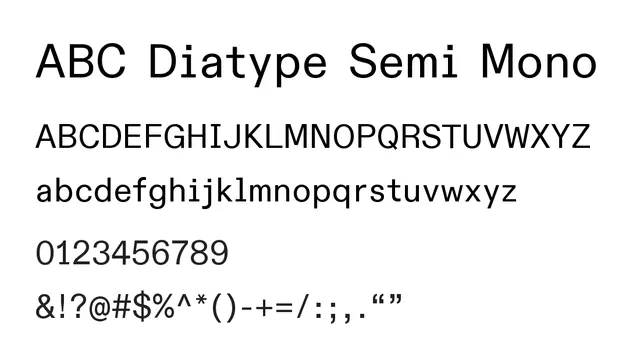 ABC Diatype Semi Mono, modern, clean