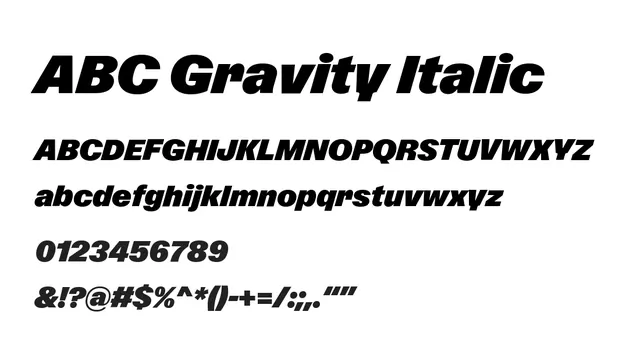 ABC Gravity Italic, bold, modern