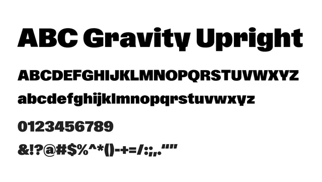 ABC Gravity Upright, bold, modern