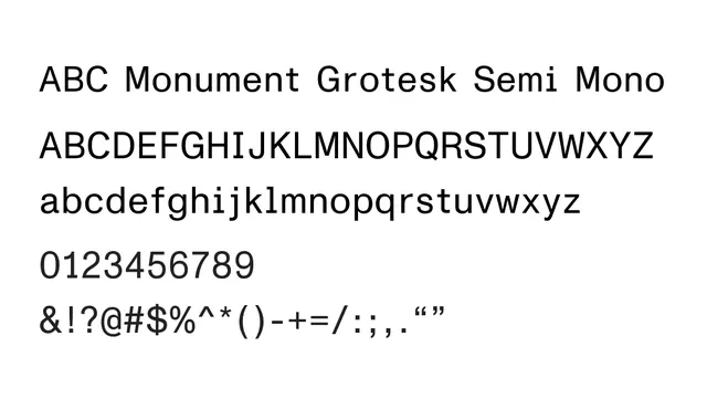 ABC Monument Grotesk Semi Mono, geometric, technical