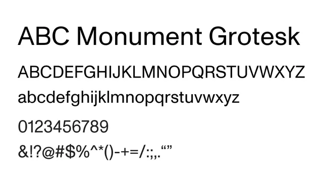 ABC Monument Grotesk, geometric, clean