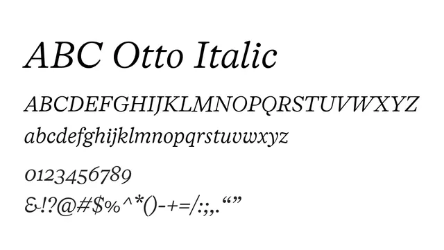 ABC Otto Italic, elegant, refined