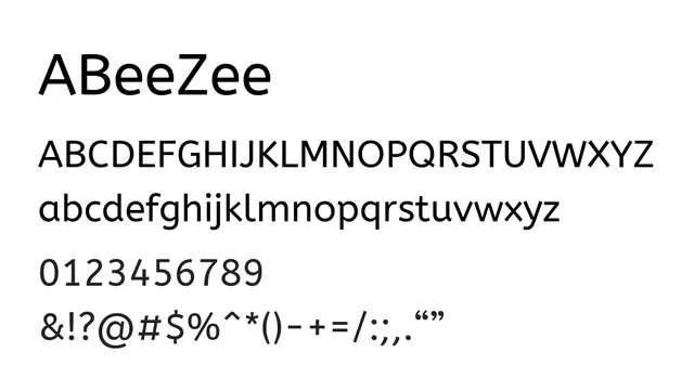 ABeeZee, clean, modern