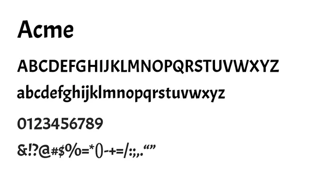 Acme, bold, confident