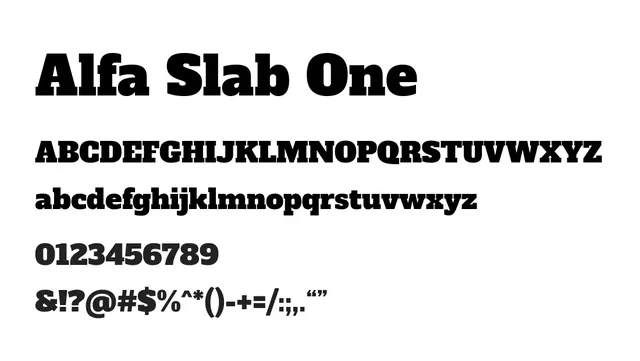 Alfa Slab One, bold, brutalist