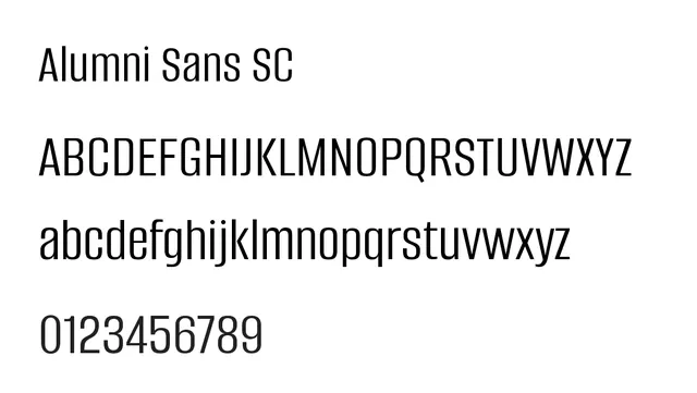 Alumni Sans SC, bold, geometric