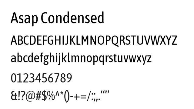 Asap Condensed, modern, bold
