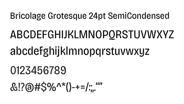 Bricolage Grotesque 24pt SemiCondensed, modern, geometric