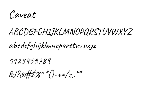 Caveat, bold, geometric