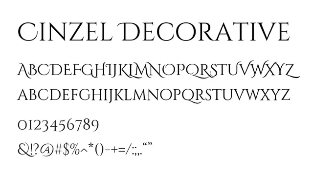 Cinzel Decorative, ornate, elegant