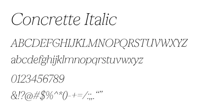 Concrette Italic, elegant, refined