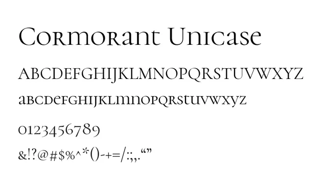 Cormorant Unicase, elegant, formal
