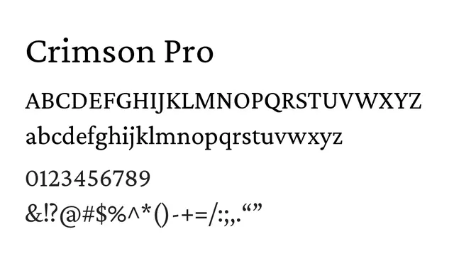 Crimson Pro, elegant, refined