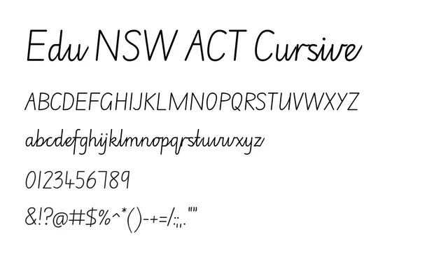 Edu NSW ACT Cursive, flowing, cursive