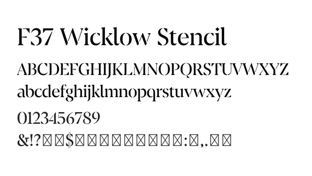 F37 Wicklow Stencil, elegant, high-contrast
