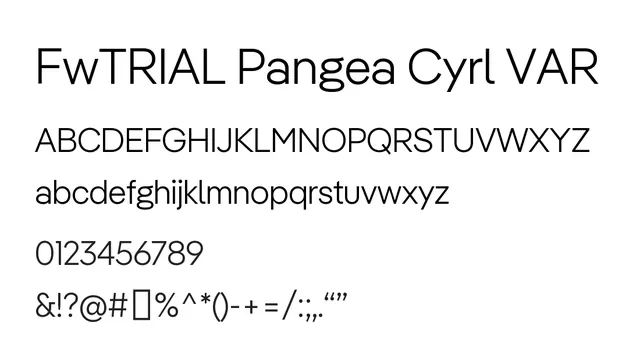 FwTRIAL Pangea Cyrl VAR, modern, clean