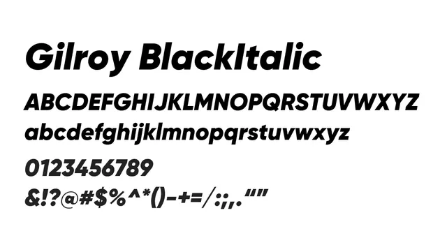 Gilroy BlackItalic, bold, modern