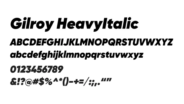 Gilroy HeavyItalic, modern, clean