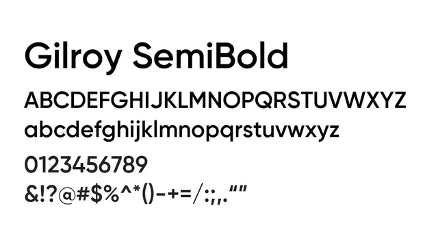 Gilroy SemiBold, modern, clean