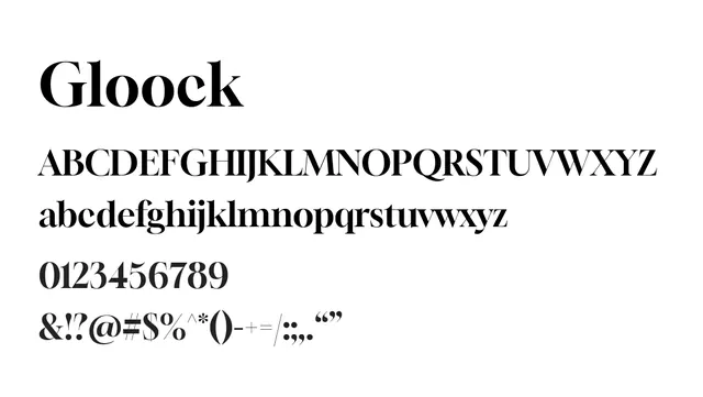 Gloock, elegant, high-contrast